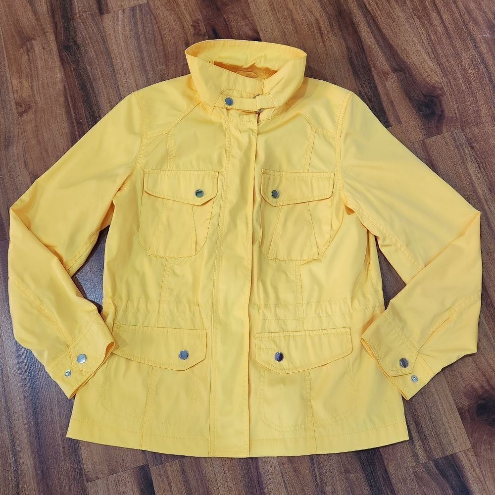 EUC Coldwater Creek Sunshine Yellow Lined Rain Jacket